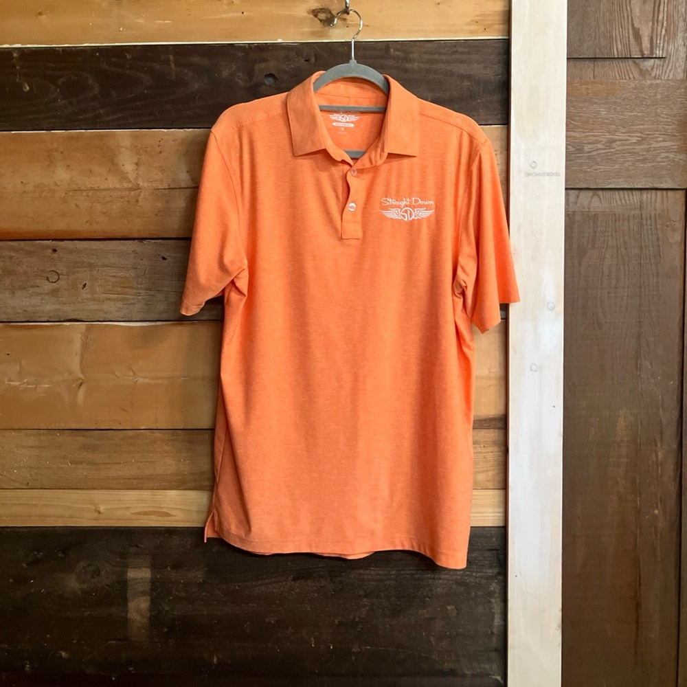 Straight Down Mens Golf Polo Medium Orange